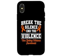 Custodia per iPhone X/XS Sostieni la consapevolezza della violenza negli appuntamenti tra adolescenti con il nastro arancione