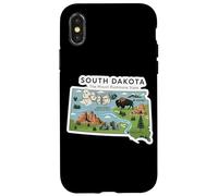 Custodia per iPhone X/XS South Dakota Mappa del Dakota del Sud con il Monte Rushmore