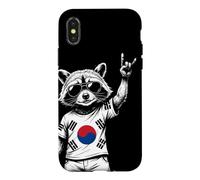 Custodia per iPhone X/XS South Korean Flag Raccoon Funny South Korea