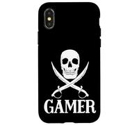 Custodia per iPhone X/XS Spade pirata del giocatore con l'attrezzatura di gioco del cranio per i giochi dei pirati