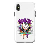 Custodia per iPhone X/XS Spike Break The Net Pallavolo Giocatore Graffiti Art