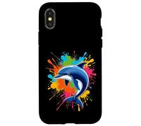 Custodia per iPhone X/XS Splash Art Delfino Design Beautiful Dolphin Lovers