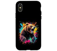 Custodia per iPhone X/XS Splash Art Grizzly Bear - Orsetto Grizzly Lovers