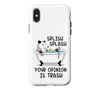 Custodia per iPhone X/XS Splish Splash La tua opinione è Trash Opossum Bath