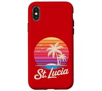 Custodia per iPhone X/XS St Lucia Caraibi Vacanza Retro anni '80 Tropicale