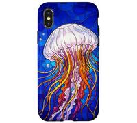Custodia per iPhone X/XS Stained Glass Jellyfish Mosaic Art Ocean Creature