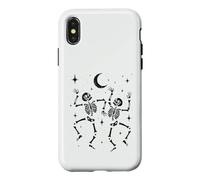 Custodia per iPhone X/XS Stampa artistica popolare con due scheletri che ballano a mezzaluna