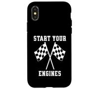 Custodia per iPhone X/XS Start Your Engines Race Mom Bandiera a scacchi