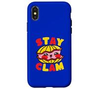 Custodia per iPhone X/XS Stay Clam Carino Giochi di parole Umorismo divertente