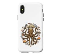 Custodia per iPhone X/XS Steampunk Octopus Chef Cook Mechanical Cuisine