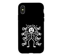 Custodia per iPhone X/XS Stick Man Figura Dolore Espressione Umorismo Vecchio Ragazzo Dolore