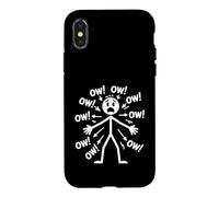 Custodia per iPhone X/XS Stick Man Figura Dolore Espressione Umorismo Vecchio Ragazzo Dolore