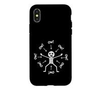 Custodia per iPhone X/XS Stick Man Figura Dolore Espressione Umorismo Vecchio Ragazzo Dolore
