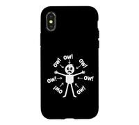 Custodia per iPhone X/XS Stick Man Figura Dolore Espressione Umorismo Vecchio Ragazzo Dolore