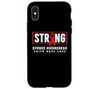 Custodia per iPhone X/XS Stroke Awareness - Maglietta con nastro rosso per la consapevolezza del colpo
