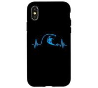 Custodia per iPhone X/XS Surfer Heartbeat Surfing Heart Pulse - Tavola da surf Big Wave Fun