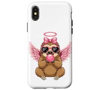 Custodia per iPhone X/XS Sweet Valentine's Day Sloth Angel With Pink Wings