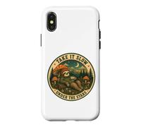 Custodia per iPhone X/XS Take It Slow Under The Stars Bradipo Fungo Camping