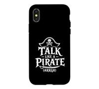 Custodia per iPhone X/XS Talk Like A Pirate Day, divertente grafica a forma di teschio e ossa incrociate