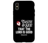 Custodia per iPhone X/XS Taste And See That Lord is Good Psalm 34:8 Christian Verse