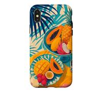 Custodia per iPhone X/XS Tavolo da frutta tropicale sotto ombre di palma