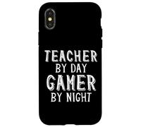 Custodia per iPhone X/XS Teacher By Day Gamer By Night Funny School Gaming Teacher