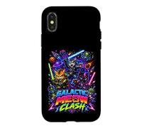 Custodia per iPhone X/XS Tech War Cats Clash, Space Cats Illustration Graphic Cartoon