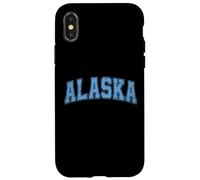 Custodia per iPhone X/XS Testo retrò in stile vintage azzurro Alaska