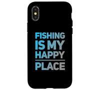 Custodia per iPhone X/XS Testo umoristico divertente pescatori pesca è il mio posto felice