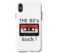 Custodia per iPhone X/XS The 80's Rock - Nastro a cassetta per camicia, stampa nera
