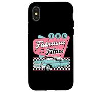 Custodia per iPhone X/XS The Fifties 1950s Car Music Checkerboard Rockabilly Sock Hop