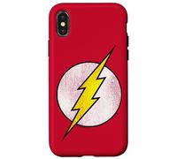 Custodia per iPhone X/XS The Flash Logo Distressed White & Yellow