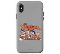 Custodia per iPhone X/XS The Flintstones Fred Wilma Betty Barney on Bike