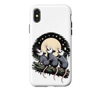 Custodia per iPhone X/XS Three Opossums Howling at the Moon Possum Lover