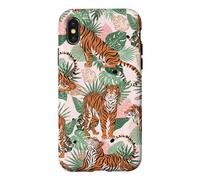 Custodia per iPhone X/XS Tiger in Tropical Palms Safari Theme