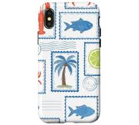 Custodia per iPhone X/XS Timbro postale costiero del Mediterraneo Ocean Life Summer