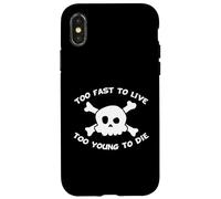 Custodia per iPhone X/XS Too Fast To Live Too Young To Die Skull Harajuku Style