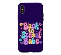 Custodia per iPhone X/XS Torna a scuola Babe Retro Groovy Carino Daisy Butterfly