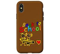 Custodia per iPhone X/XS Torna a scuola bambini tenendo matita arte carina