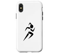 Custodia per iPhone X/XS Track Sprinter Coda di cavallo Stick Figure Running Club Runner