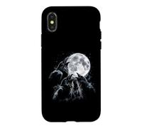 Custodia per iPhone X/XS Tre Corvi Ululando Luna Piena Caw Gotico Notte Spettrale Cielo
