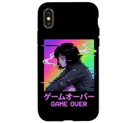 Custodia per iPhone X/XS Triste Anime Ragazza Vaporwave Retrò Egirl Eboy Edgy Estetica