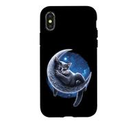 Custodia per iPhone X/XS Ufficiale Spiral Velvet Moon Cat Gothic Fantasy