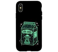 Custodia per iPhone X/XS UFO Juice Retro Cat Abduction Alien Space Milk Cosmos