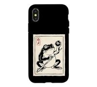 Custodia per iPhone X/XS Ukiyo-e Frog - Giocatore di biliardo con 8 palline