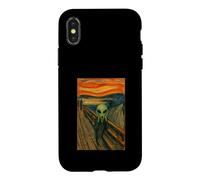Custodia per iPhone X/XS Un alieno verde nell'urlo di Edvard Munch UFO alieno divertente