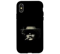 Custodia per iPhone X/XS Uomo Misterioso Con Sigaretta In Cappello Fedora