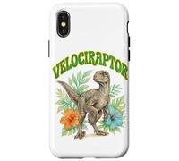 Custodia per iPhone X/XS Velociraptor Groovy Floreale Acquerello Boho Velociraptor