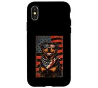 Custodia per iPhone X/XS Veterans Day USA American Flag Rottweiler