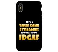 Custodia per iPhone X/XS Video Game Streamer IDGAF Costume Gaming IRL Streaming Games